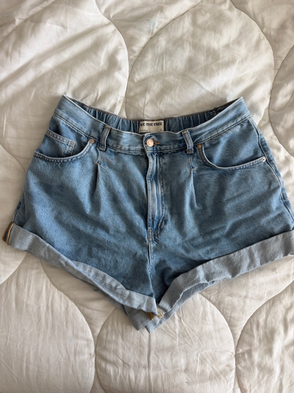 Free People Danni Roll Cuff Denim Shorts